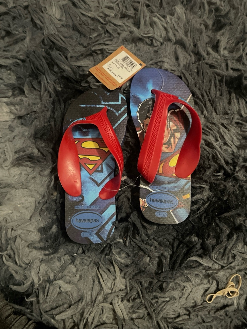 Havaianas Kids Superman Flip Flops - Red Straps, Blue Footbeds